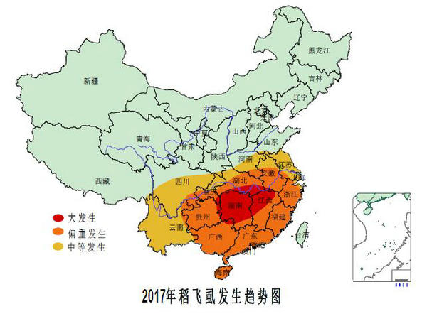 2017年全国水稻主要病虫害发生趋势预报