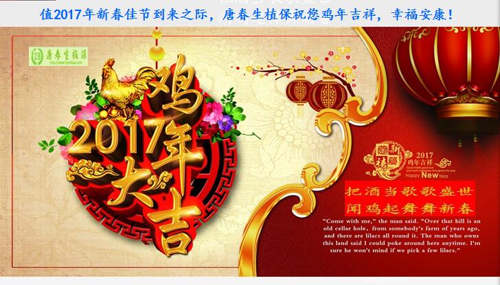 2017年新春佳节，唐春生植保祝您鸡年吉祥、幸福安康！